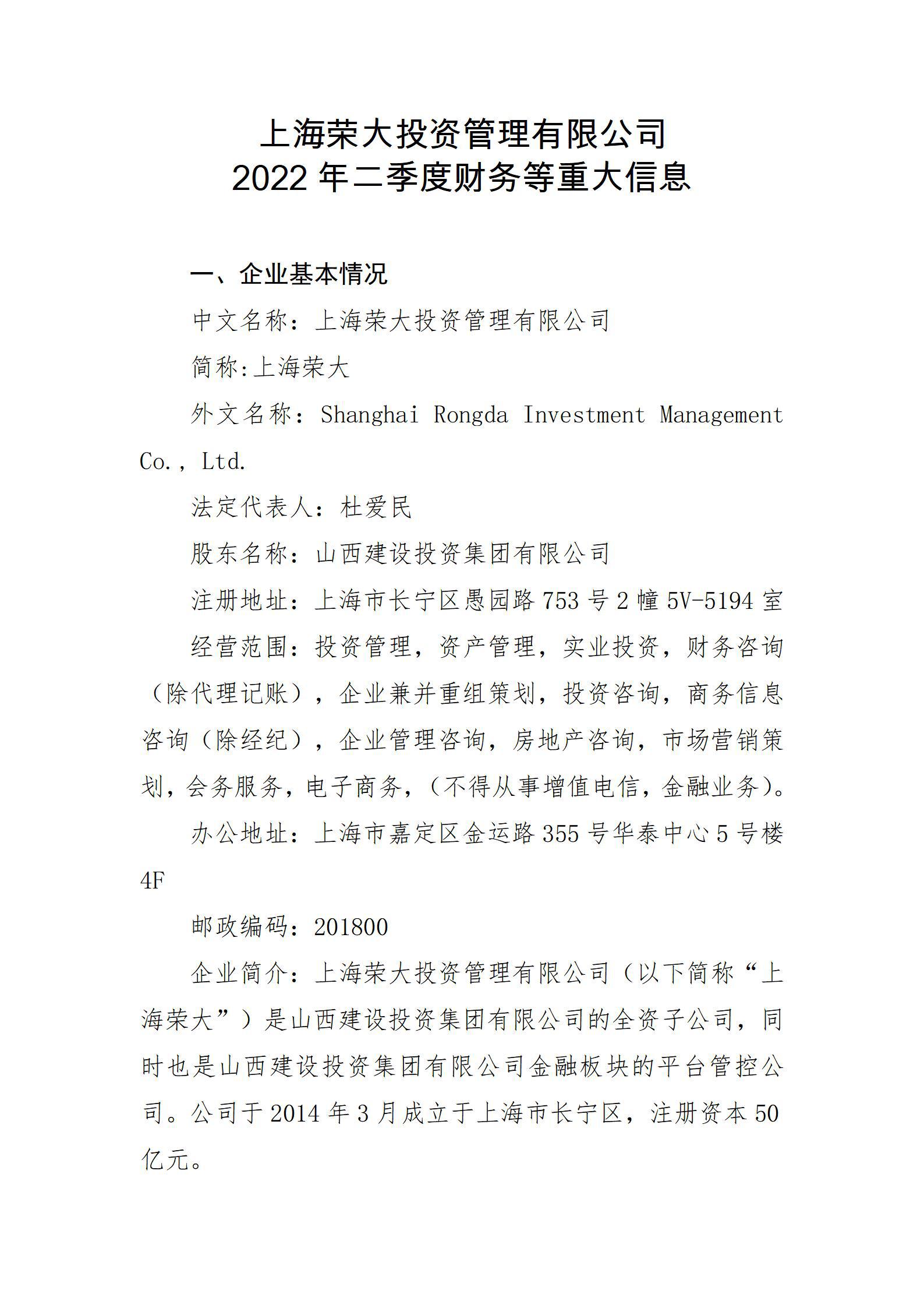 �Ϻ��ٴ�Ͷ���������޹�˾2022������Ȳ�����ش���Ϣ